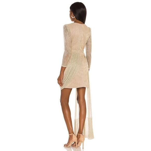 Patbo Draped Mini Dress in Gold US4 - Picture 4 of 12